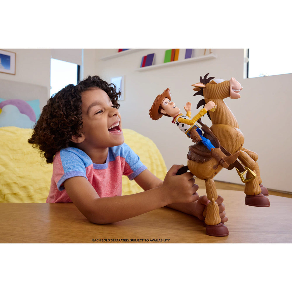 Child playing with the Disney Pixar Toy Story 5 Roundup Bullseye Horse toy Figure