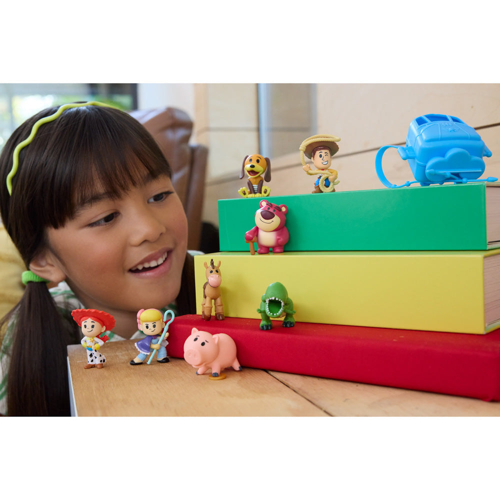 Child playing with the Disney Pixar Toy Story 5 Small Stars Mini Figure Blind Box Collectable