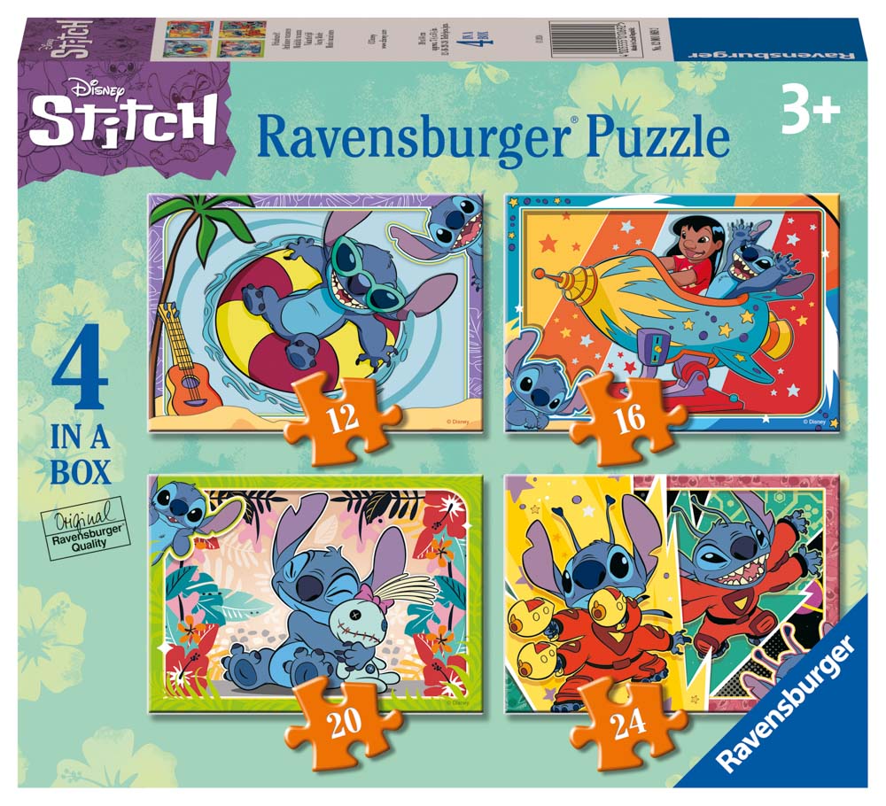 Disney Stitch 4 pack Jigsaw Puzzle box packaging
