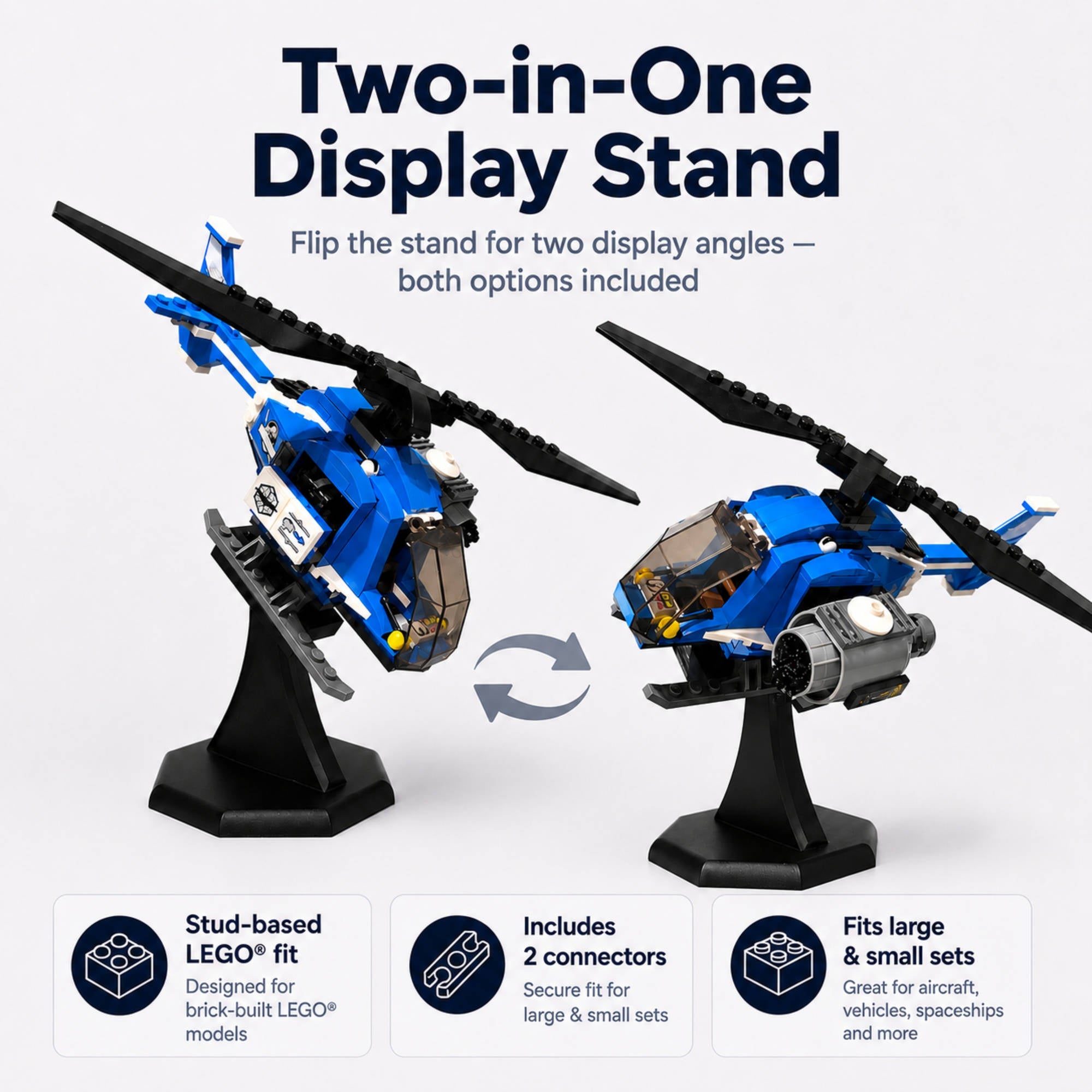 Two ways to display with the DisplayX 45° Angled 10cm Universal LEGO Display Stand