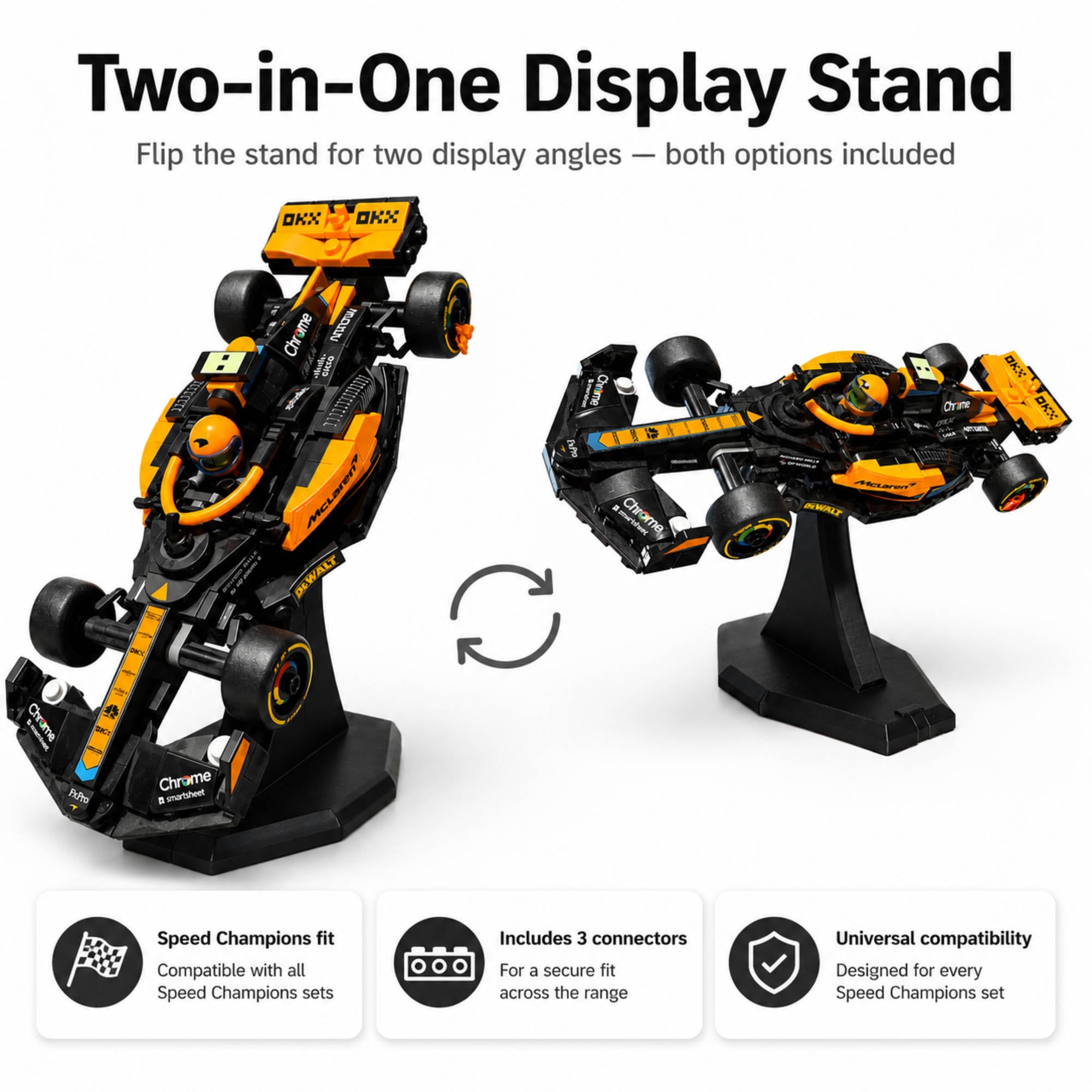 Display in two angles with the DisplayX 45° Angled 20cm LEGO Display Stand