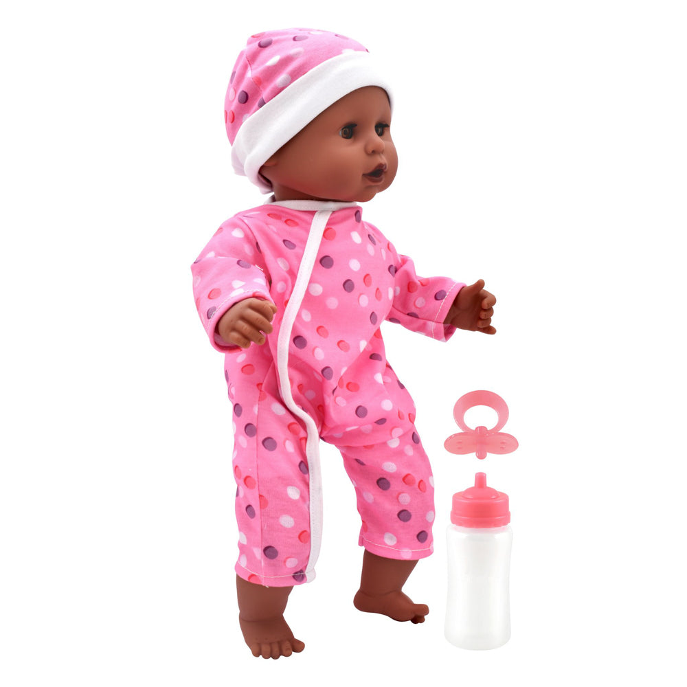 Dolls World Baby Doll Joy - Spots Romper Brown