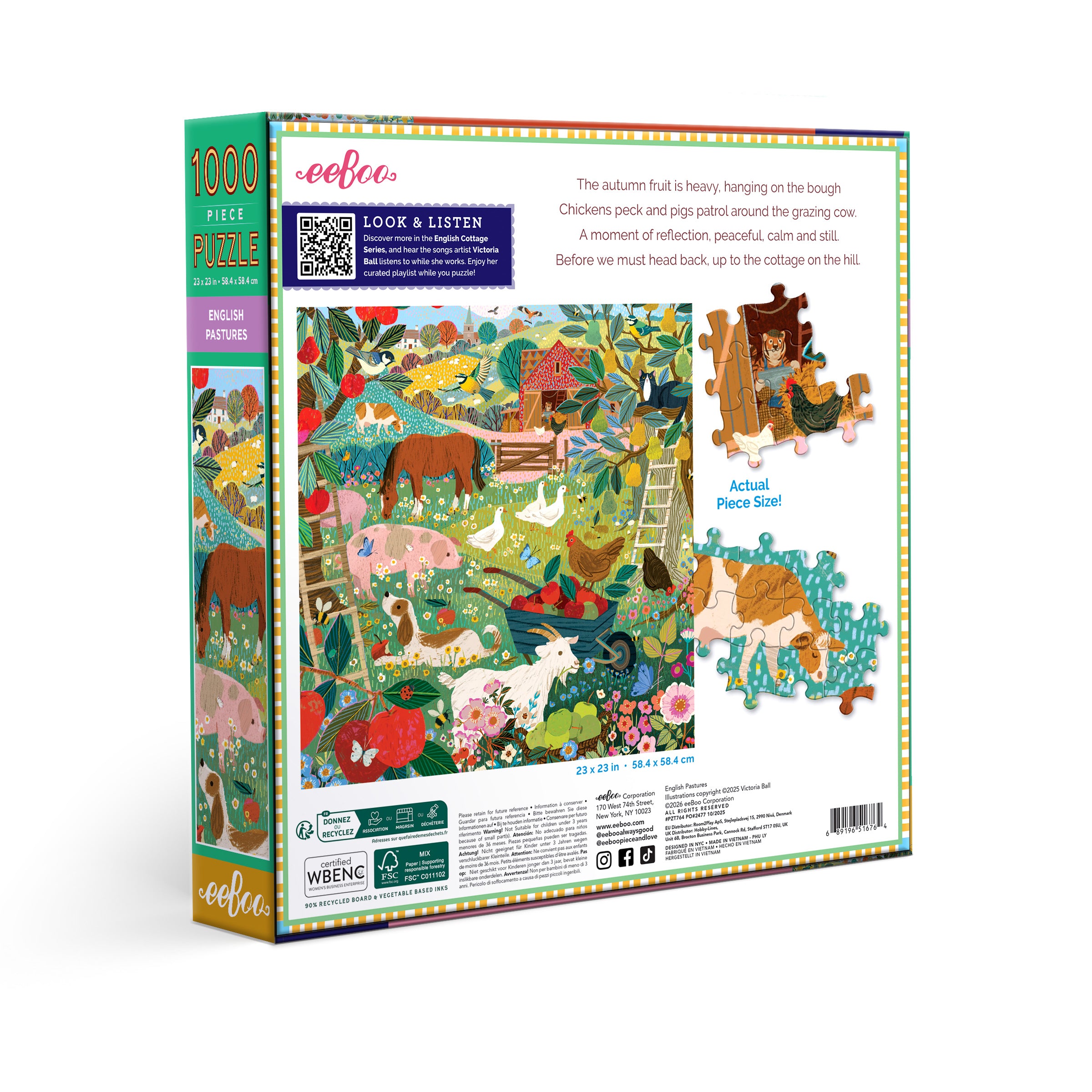 eeBoo 1000pc Jigsaw Puzzle -English Pastures