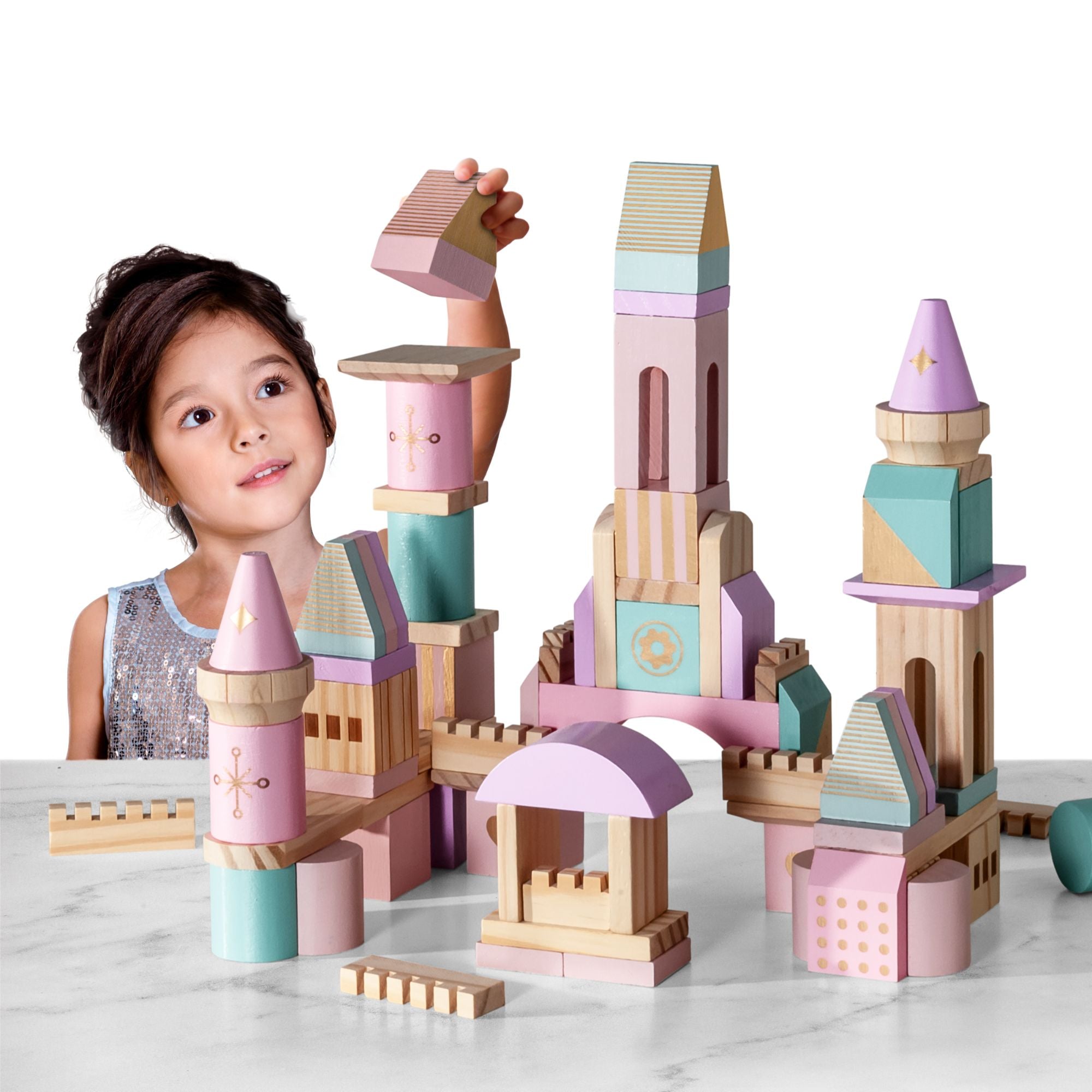 F.A.O. Schwarz Wood Castle 75 Blocks Pink
