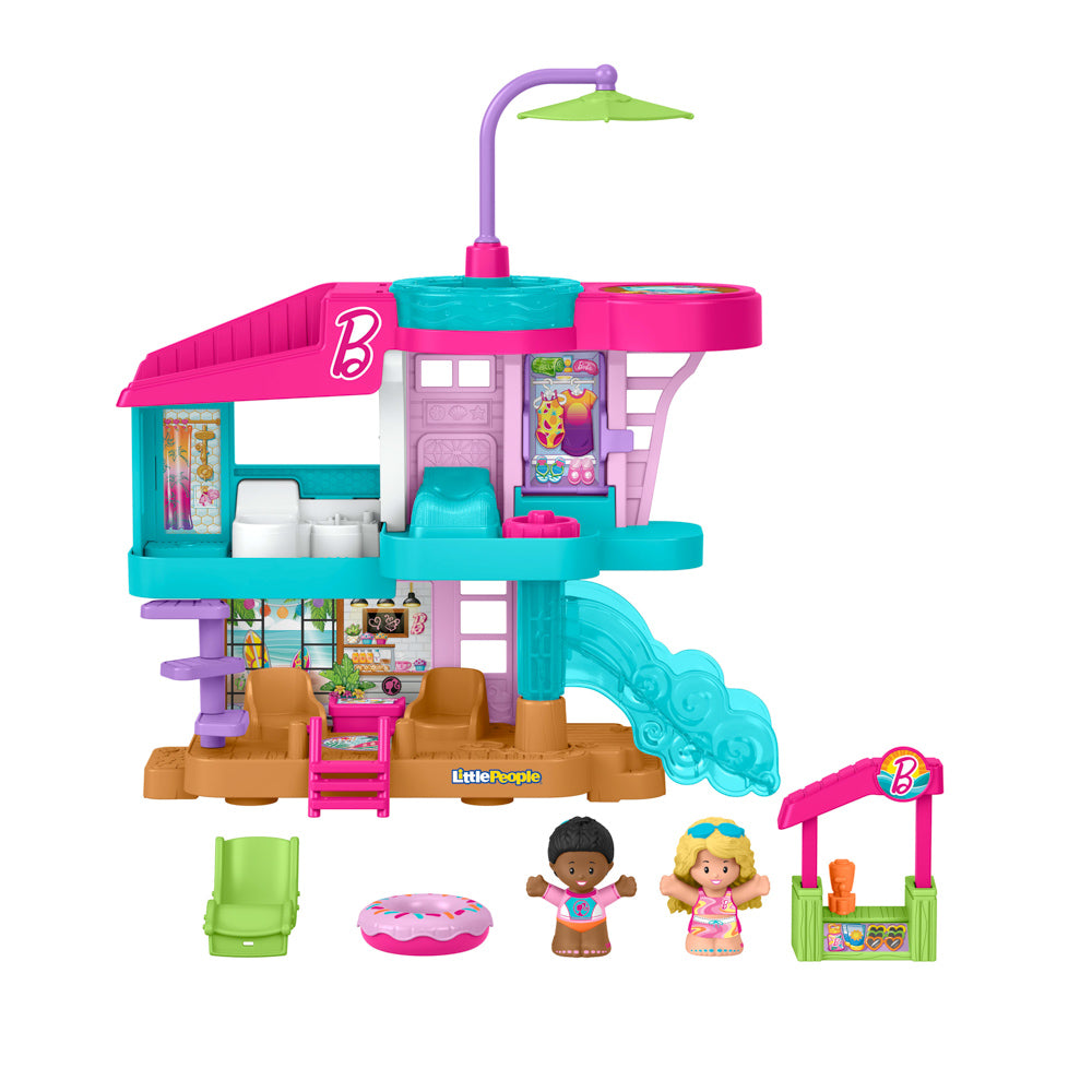 Fisher-Price Little People Malibu Barbie Beach House playset toy.