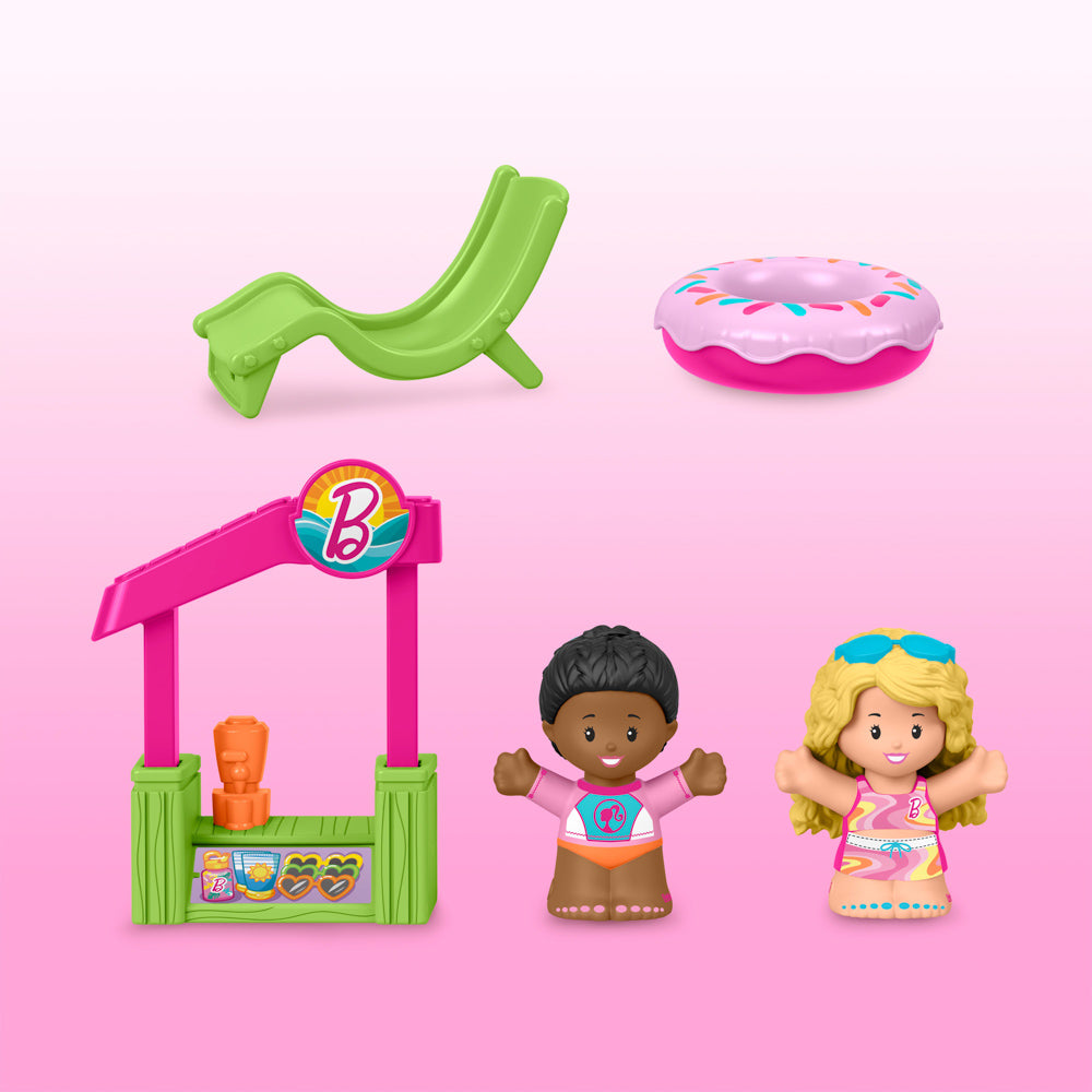 Fisher-Price Little People Malibu Barbie Beach House playset toy.