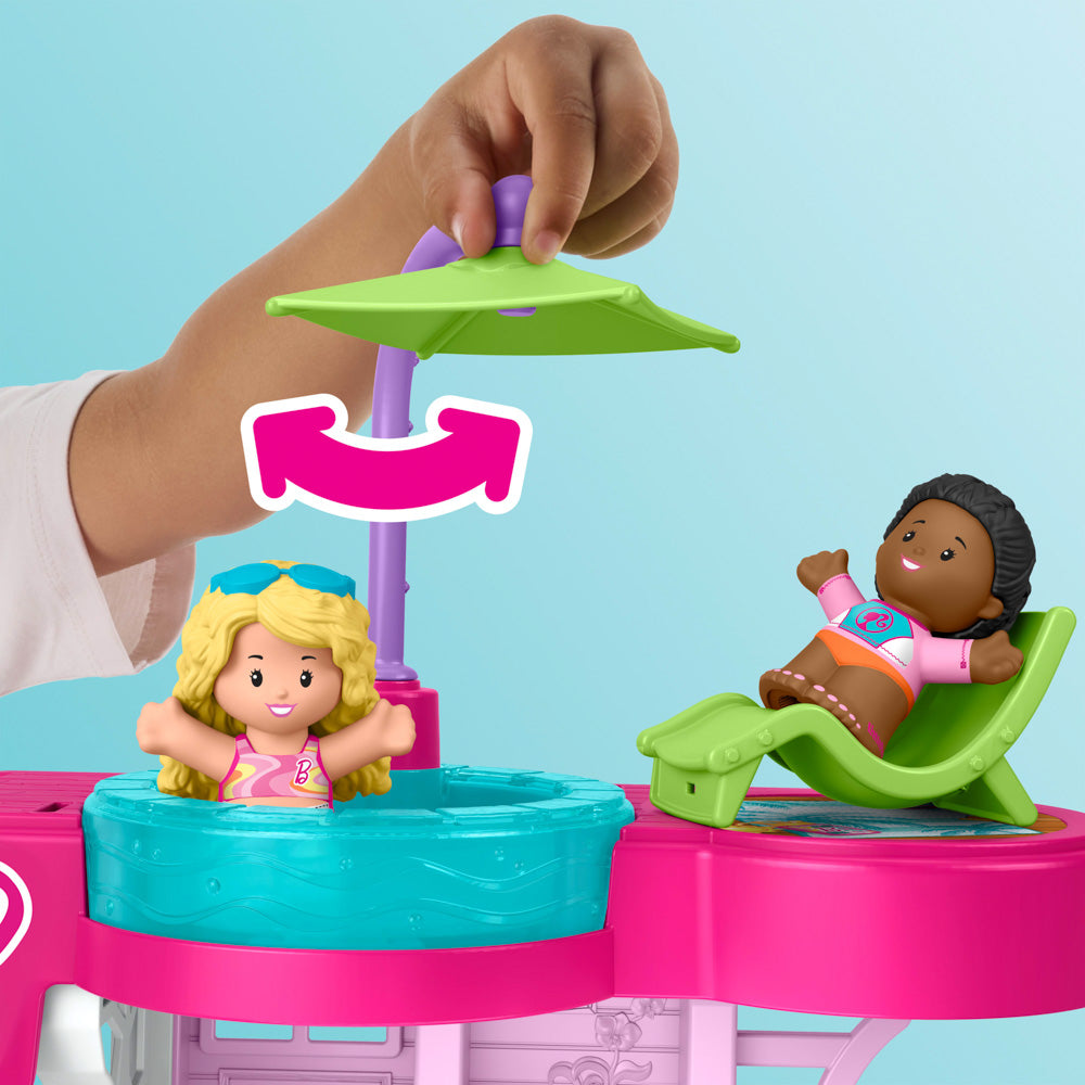 Fisher-Price Little People Malibu Barbie Beach House playset toy.