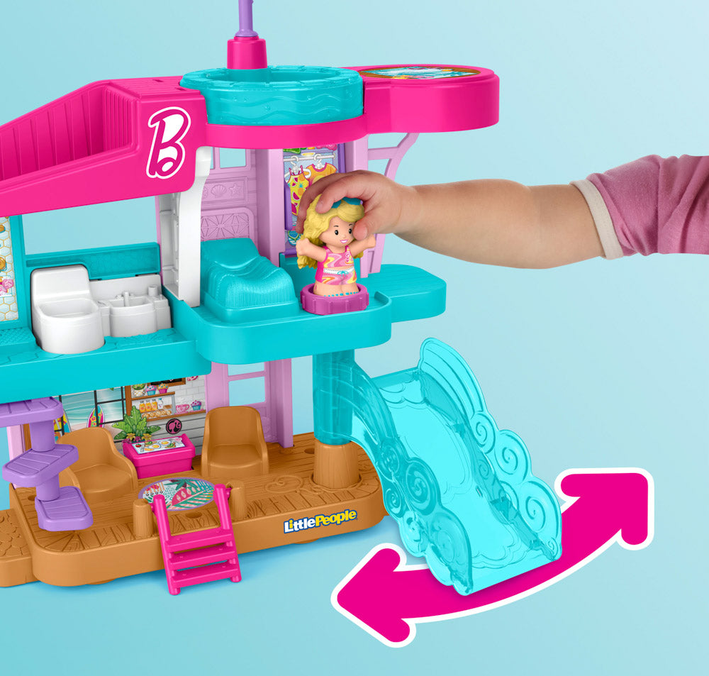 Fisher-Price Little People Malibu Barbie Beach House playset toy.