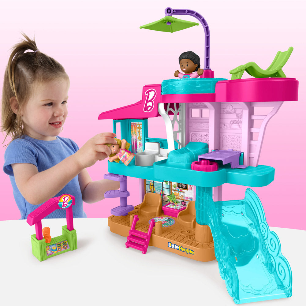 Fisher-Price Little People Malibu Barbie Beach House playset toy.
