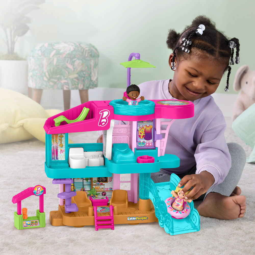 Fisher-Price Little People Malibu Barbie Beach House playset toy.