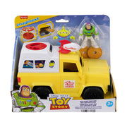 Fisher-Price Imaginext Toy Story Pizza Planet Truck with Buzz lightyear and alien figures, in packaging