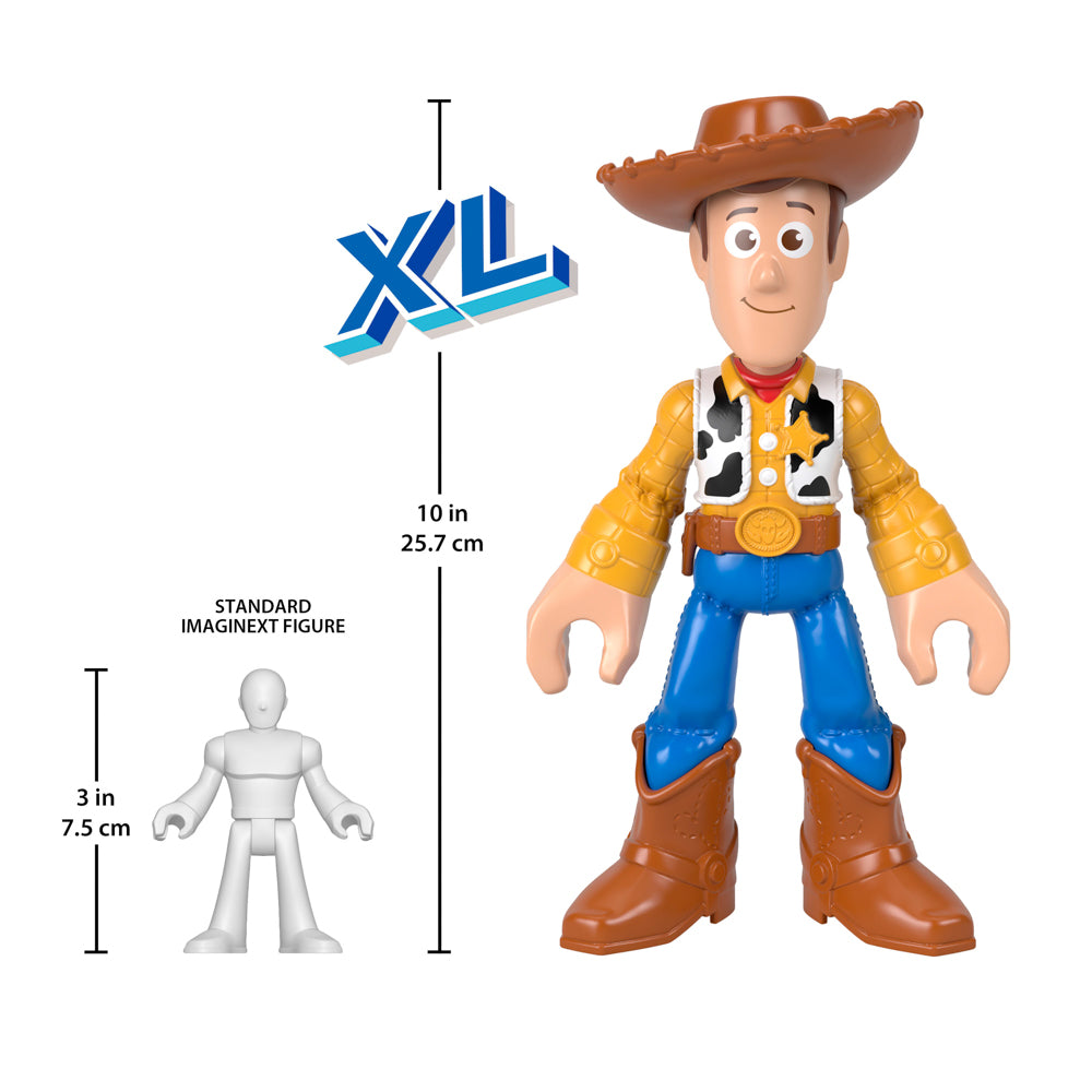 Figure is 25.7cm tall, Fisher-Price Imaginext Toy Story XL 9 Inch Sheriff Woody Action Figure