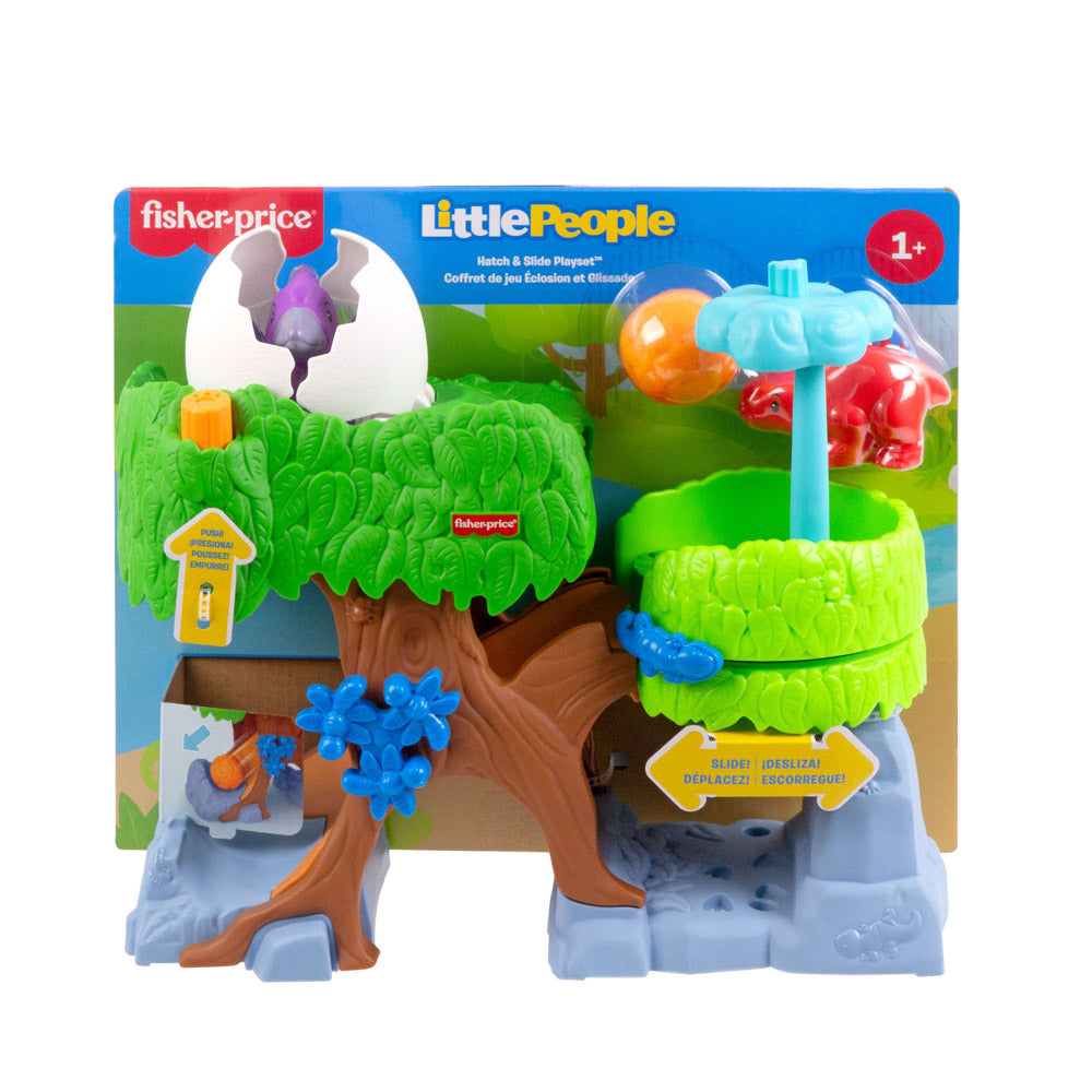 Fisher-Price Little People Hatch & Slide Dinosaur Playset toy, in packaging