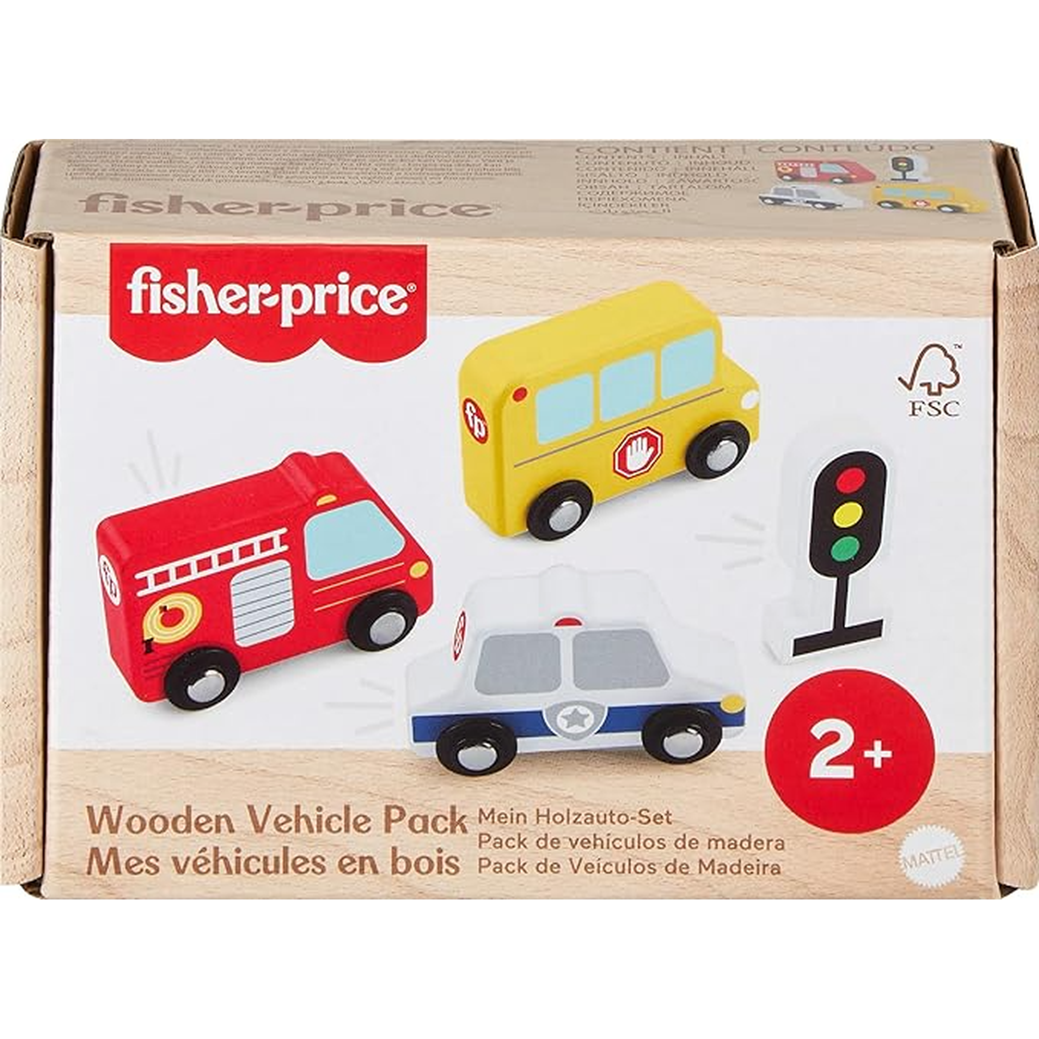 Fisher Price Wood Small Vehicle 4 Pack