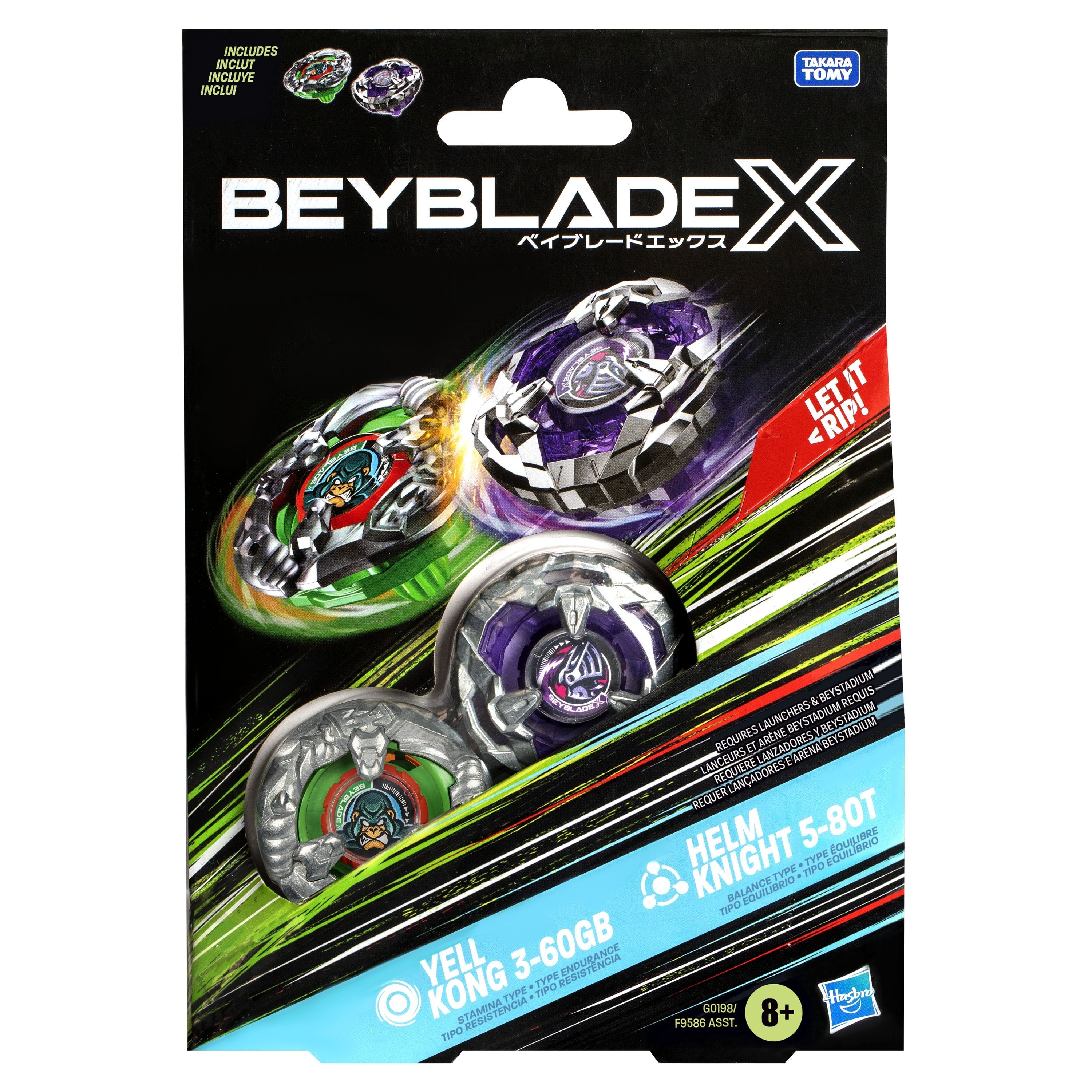 Beyblade X Yell Kong 3-60GB and Helm Knight 5-80T Top Dual Pack Set