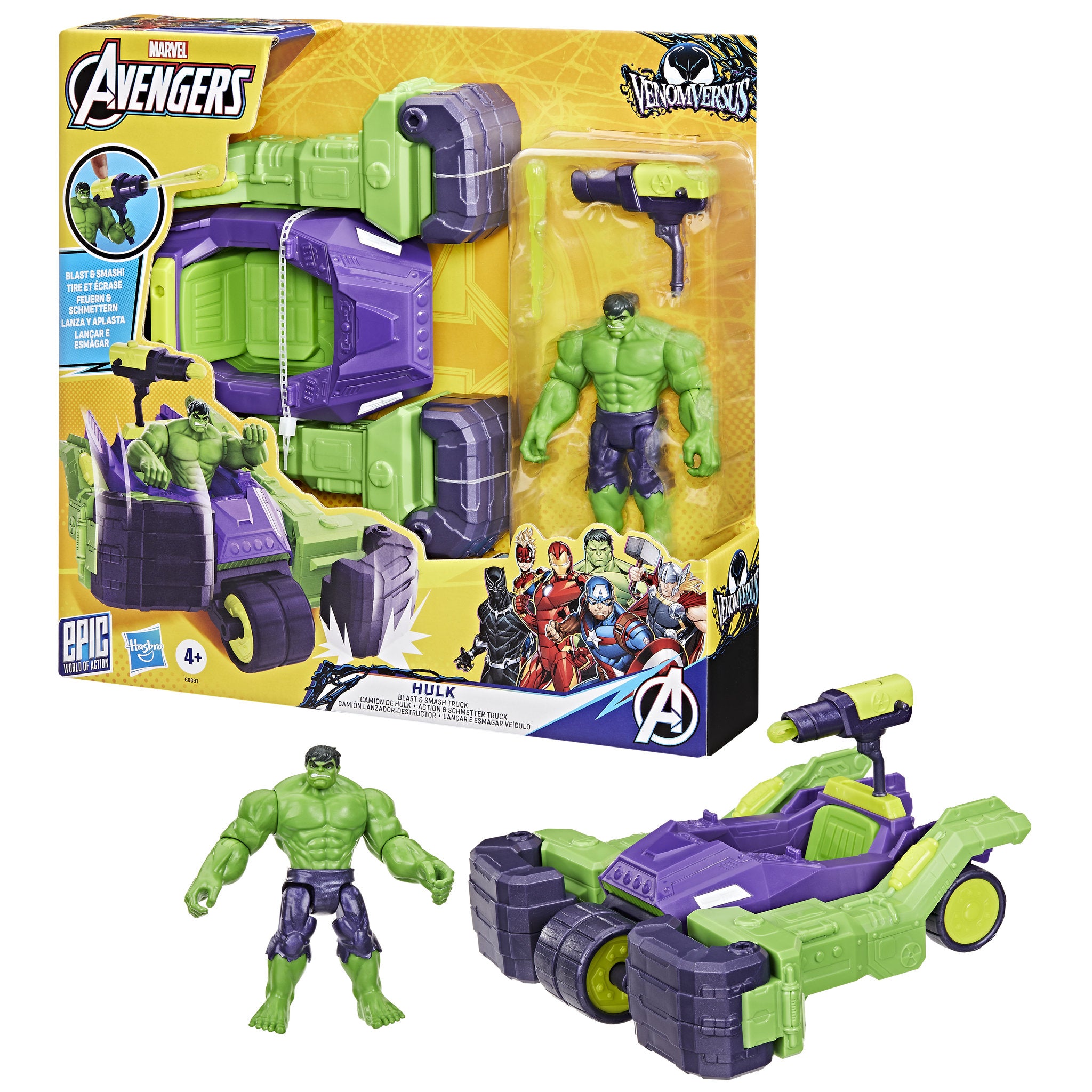 Marvel Avengers VenomVersus Epic World of Action Hulk Blast & Smash Truck