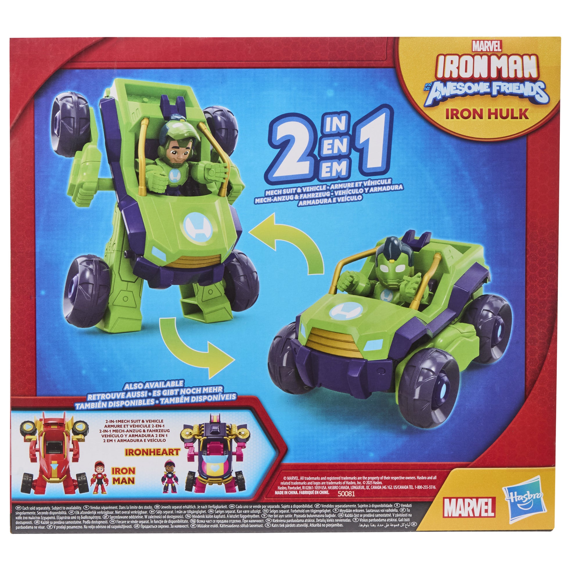 Marvel Iron Man and His Awesome Friends Iron Hulk 2-In-1 Mech Suit & Vehicle - Toyworld NZ
