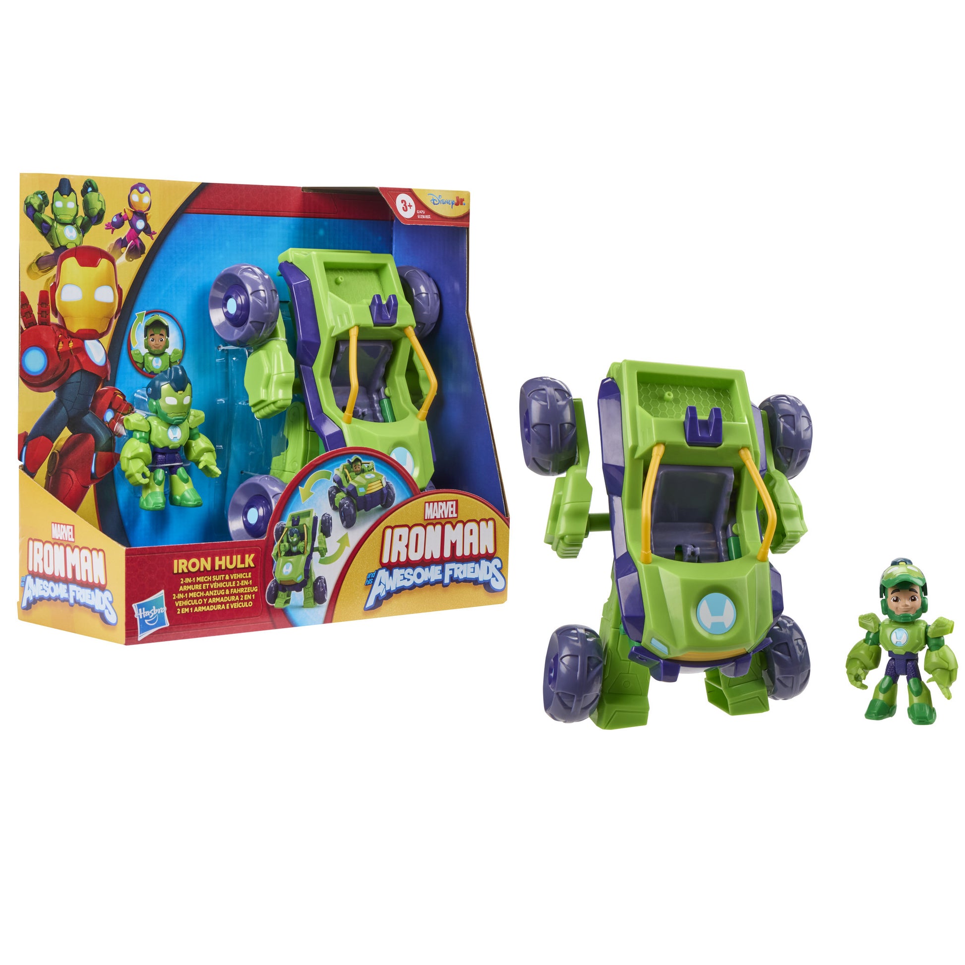 Marvel Iron Man and His Awesome Friends Iron Hulk 2-In-1 Mech Suit & Vehicle - Toyworld NZ