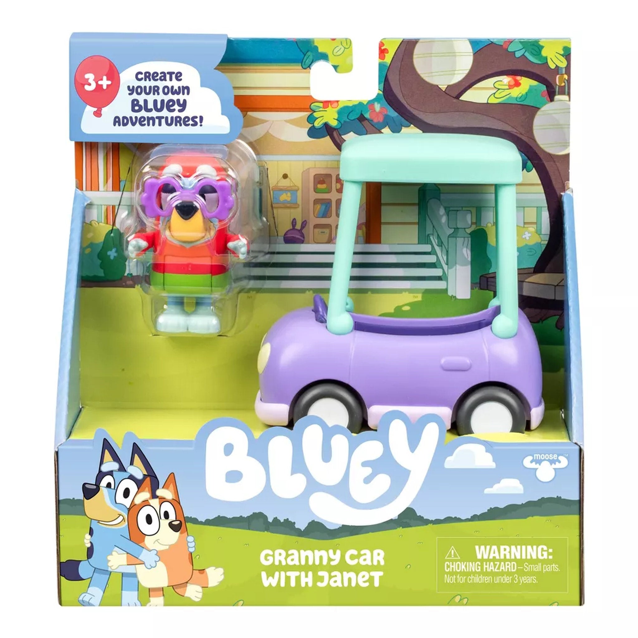 Bluey Granny Car with Janet Mini Figure Vehicle Playset
