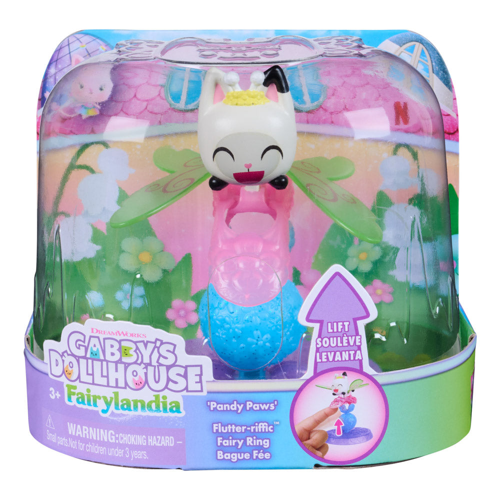 Gabby's Dollhouse Fairylandia Flutter-riffic Fairy Ring - Pandy Paws, in packaging