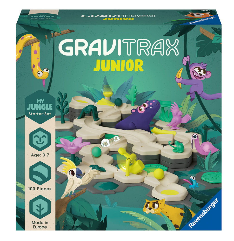 Packaging for the GraviTrax Junior - Large Magnetic tile Marbles Starter Set Jungle