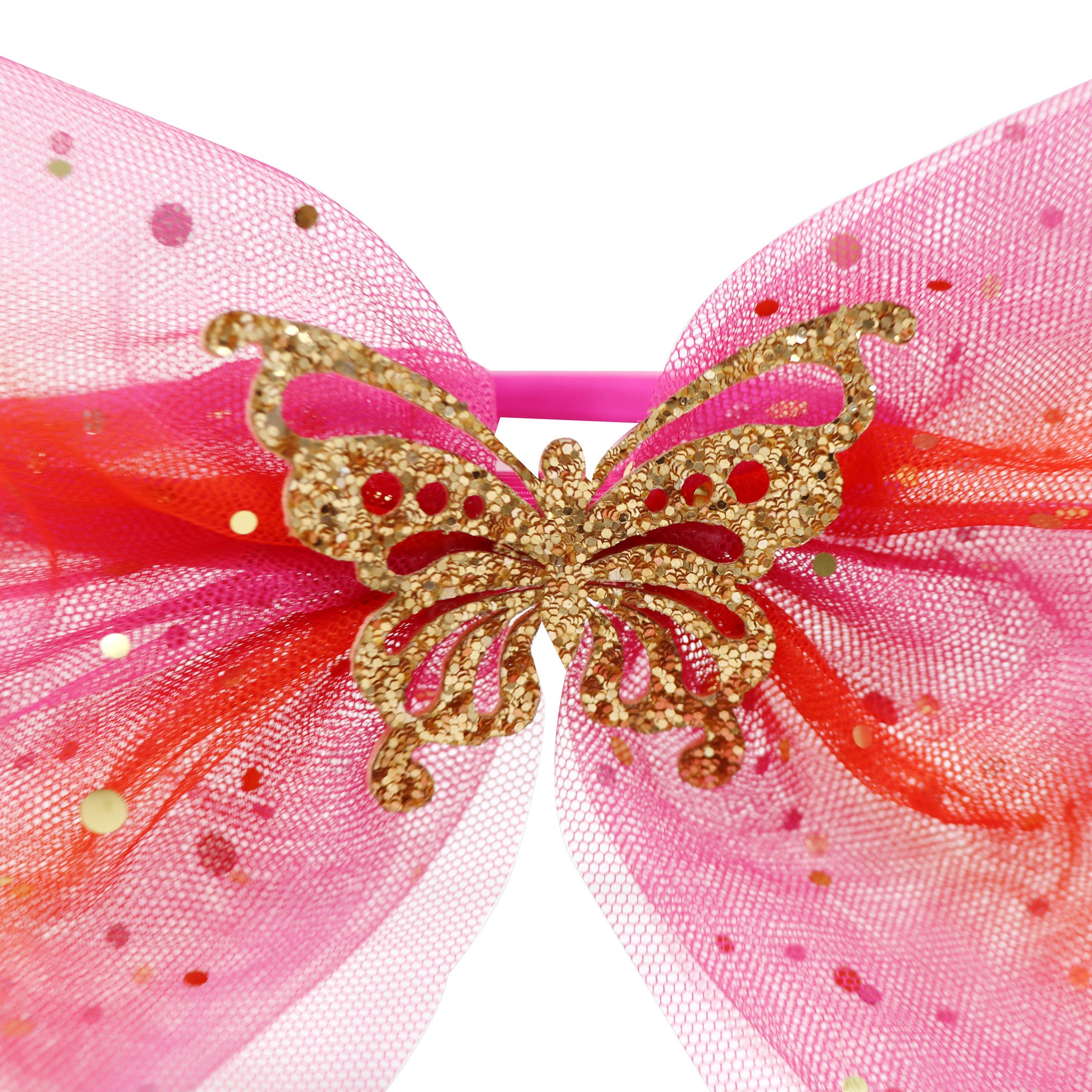 Pink Poppy Butterfly Glitter Bow Headband