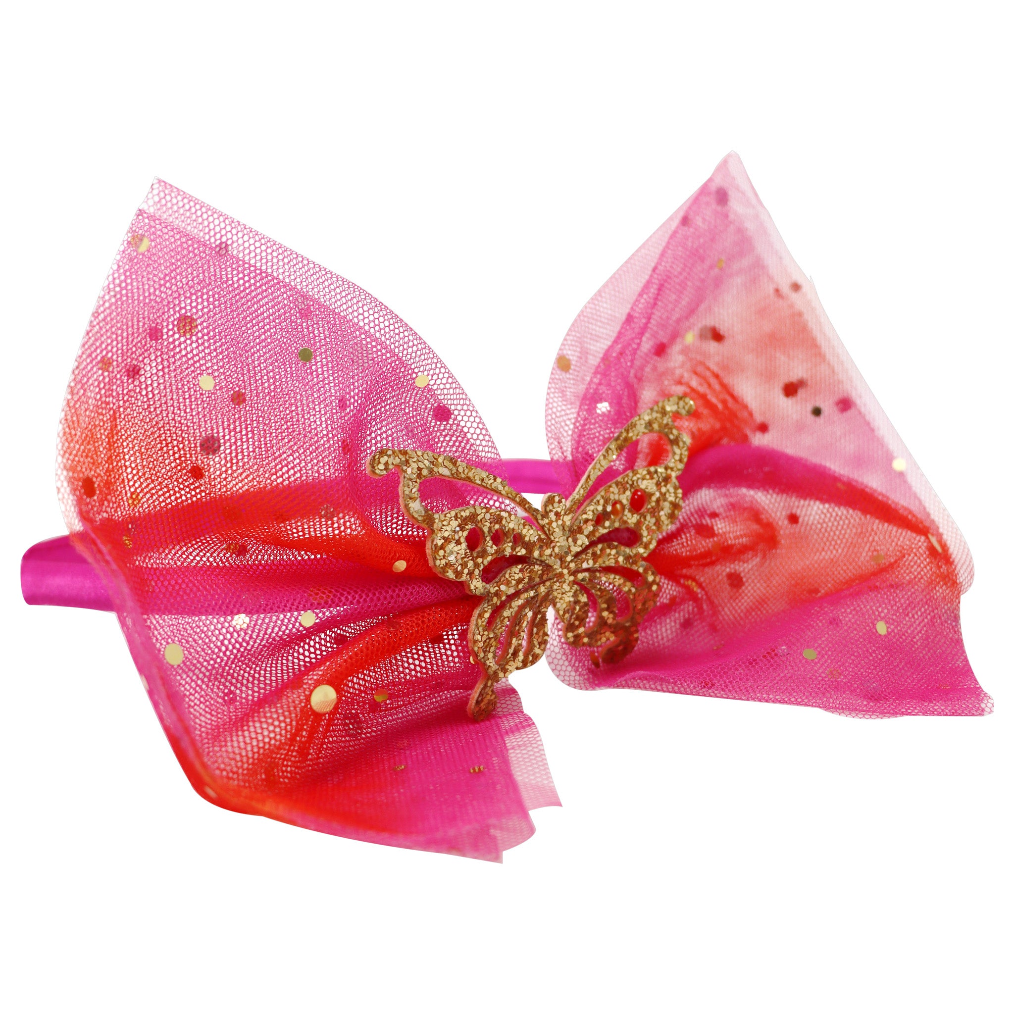 Pink Poppy Butterfly Glitter Bow Headband