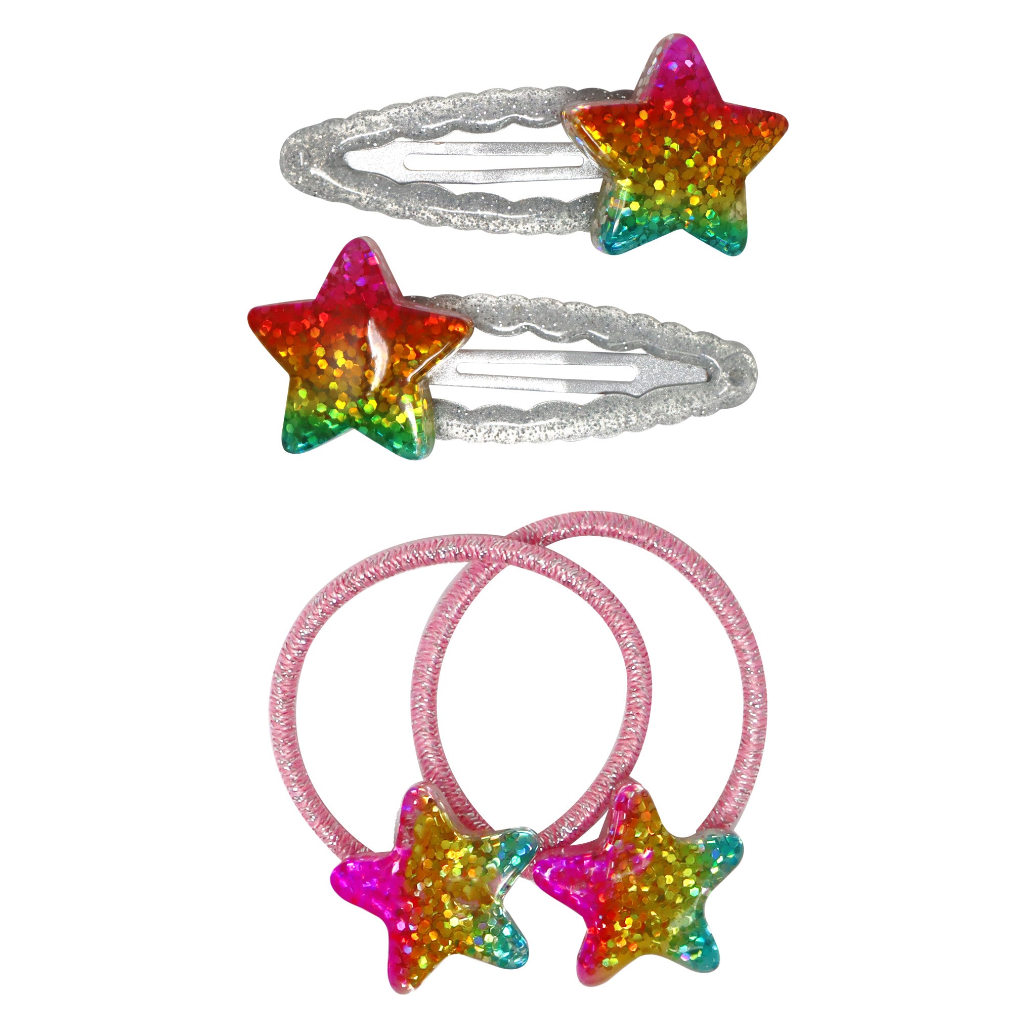 Pink Poppy Rainbow Star Sparkly Hair Accessories Set
