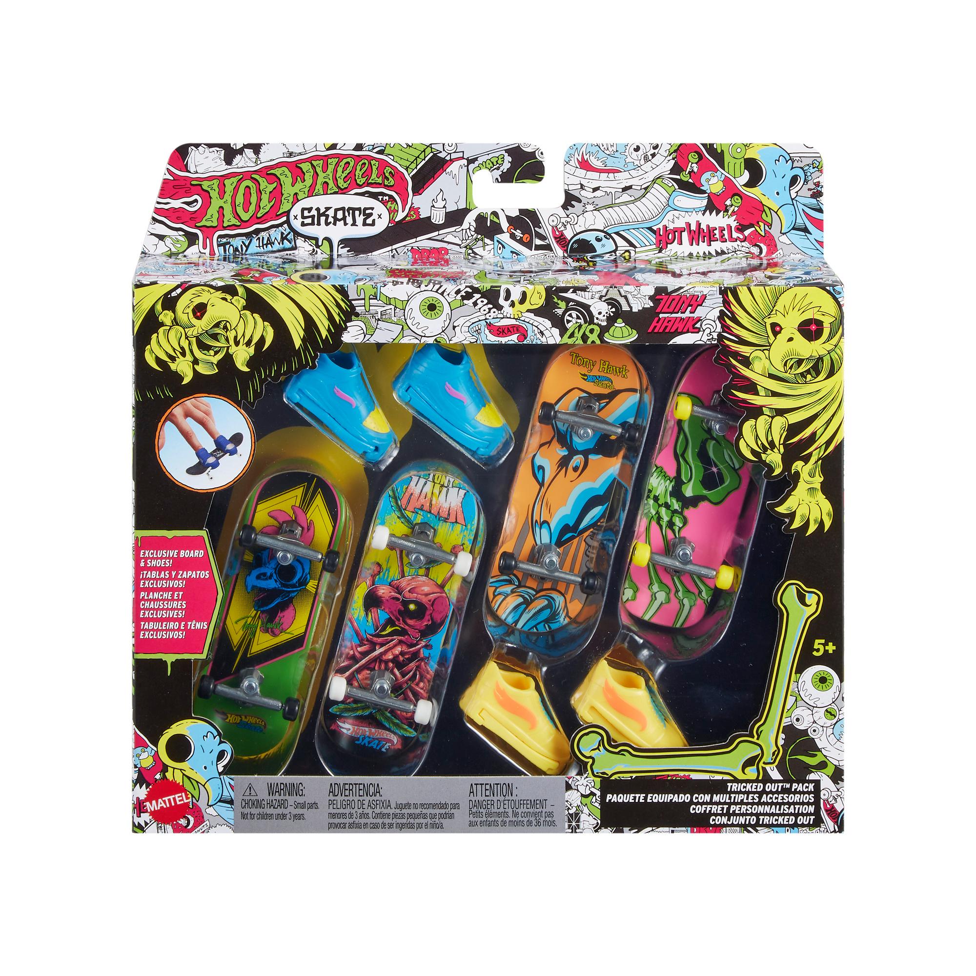 Hot Wheels Skate Neon Bones Fingerboard + Shoes Tricked Out Pack