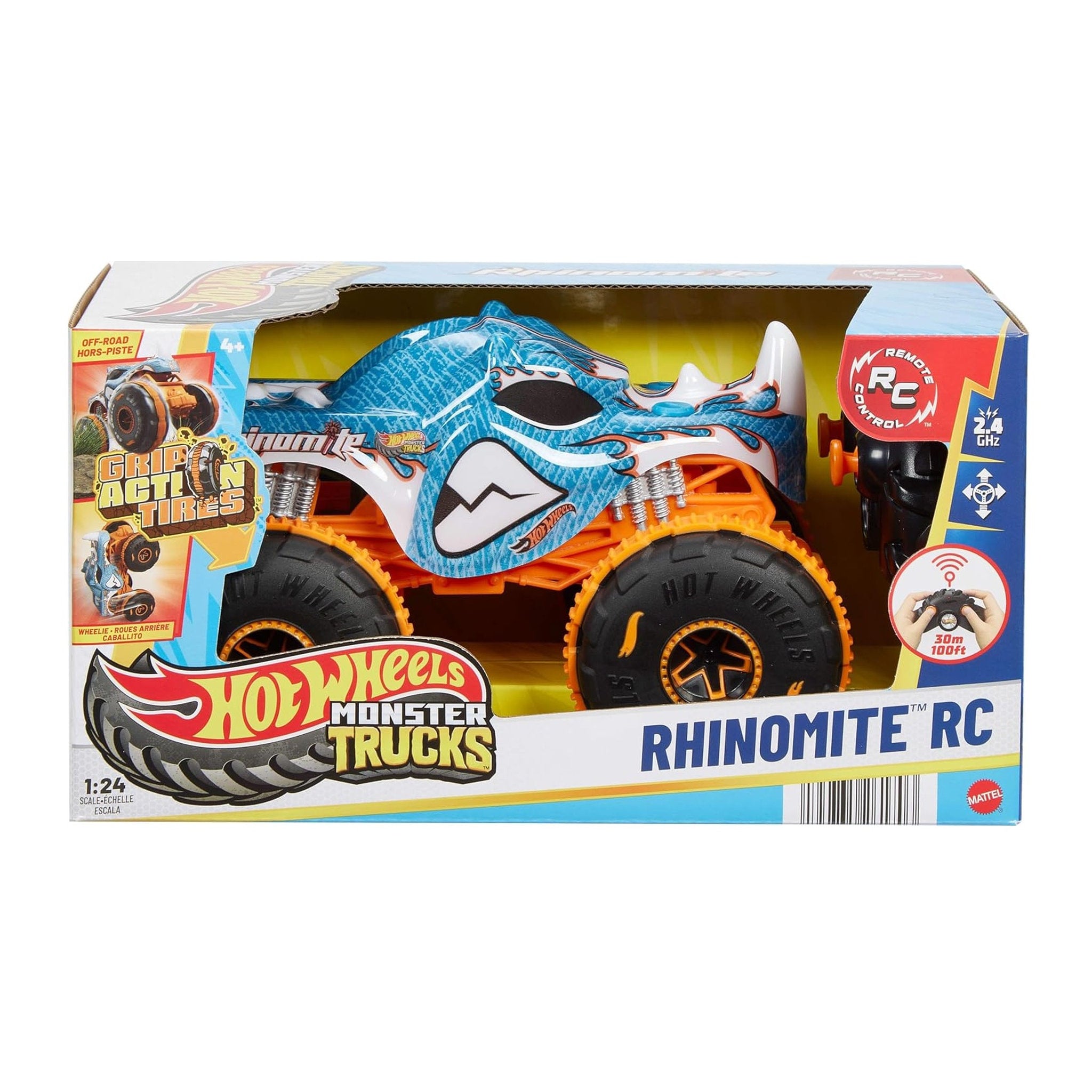 Hot Wheels Remote Control Monster Truck 1:24 Rhinomite - Toyworld NZ