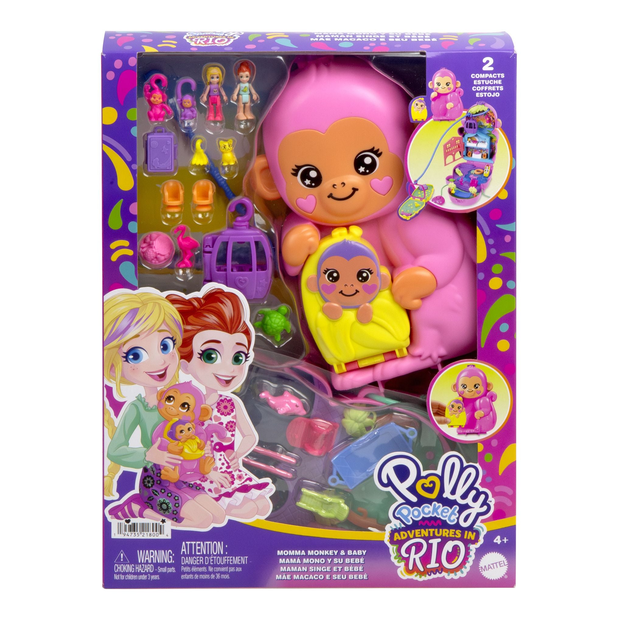 Polly Pocket Momma Monkey & Baby Wearable Compact