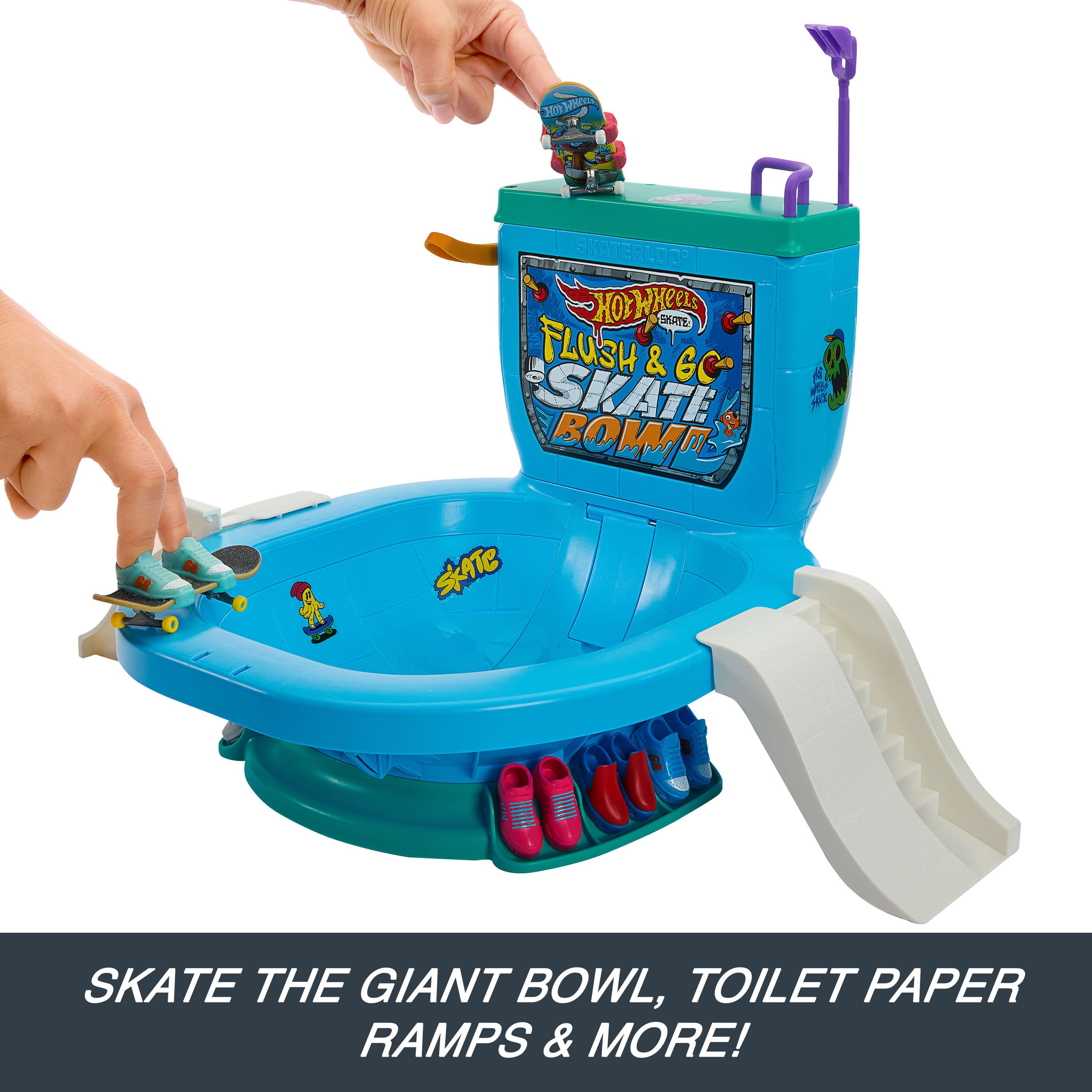 Hot Wheels Skate Flushin' Toilet Skate Bowl Playset