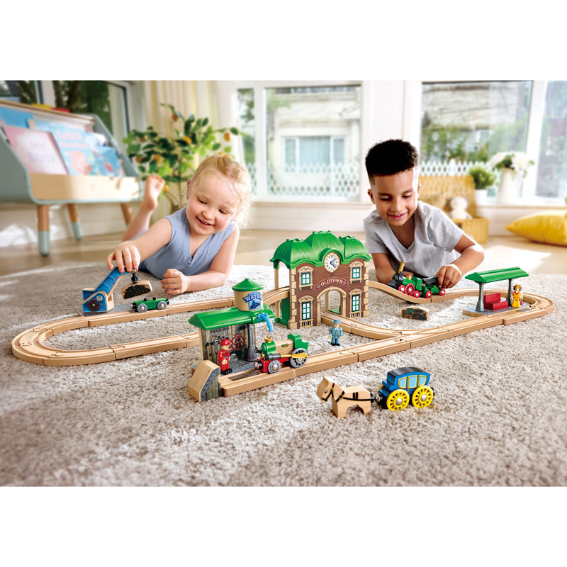 Hape Wooden Retro Train & Station Set