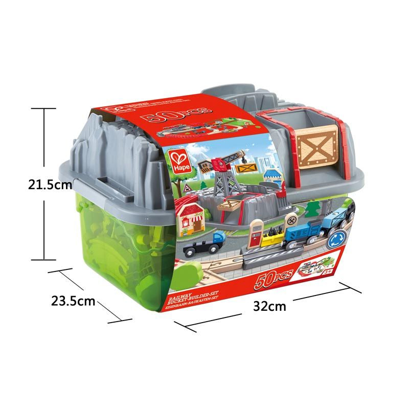 Hape 50 Piece Railway Bucket Builder Set
