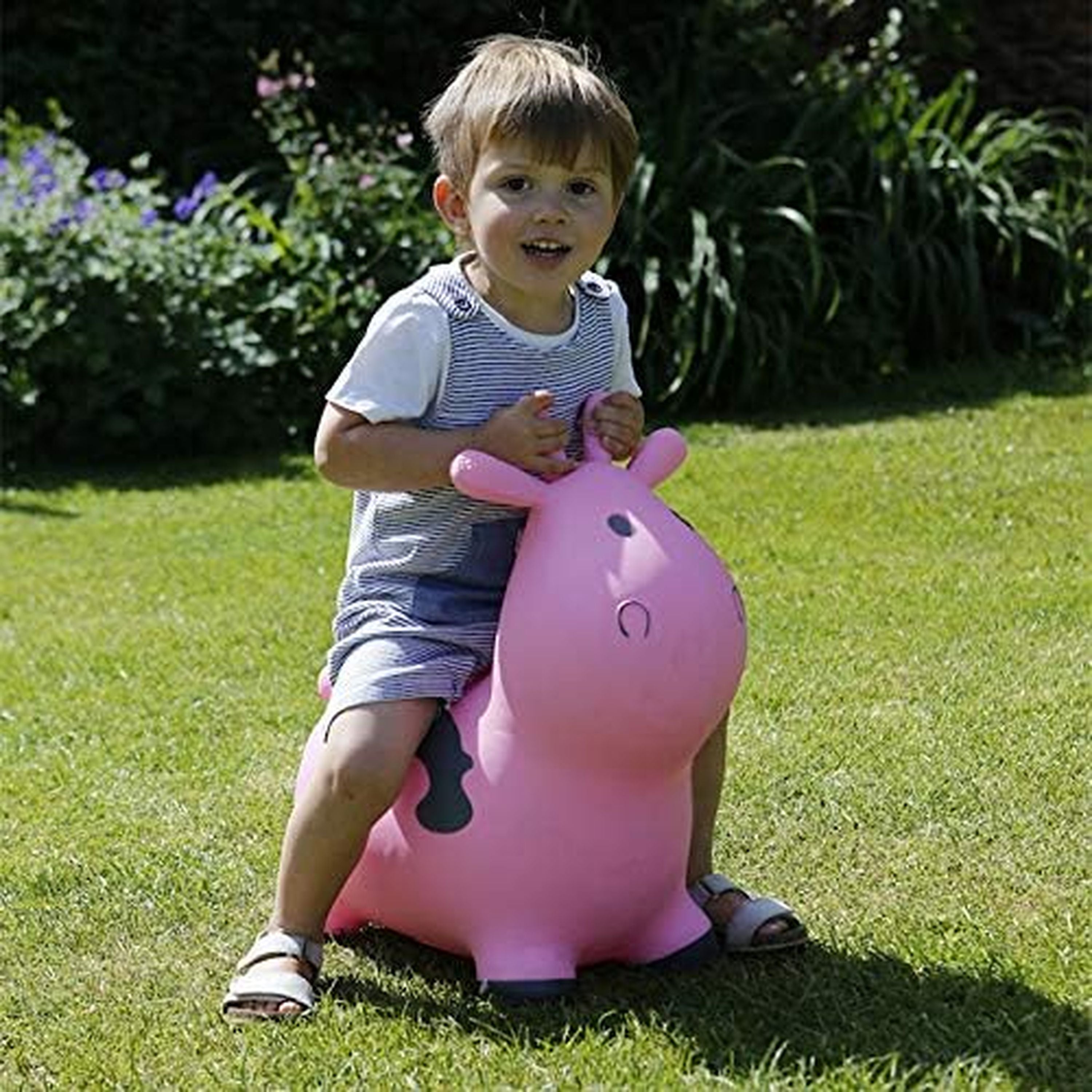 Happy Hopperz Pink Cow Grey Spots Small