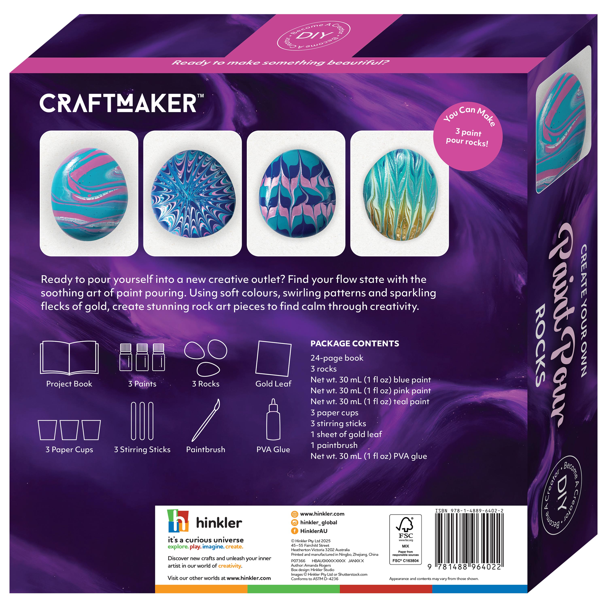 Craft Maker Paint Pour Rock Art