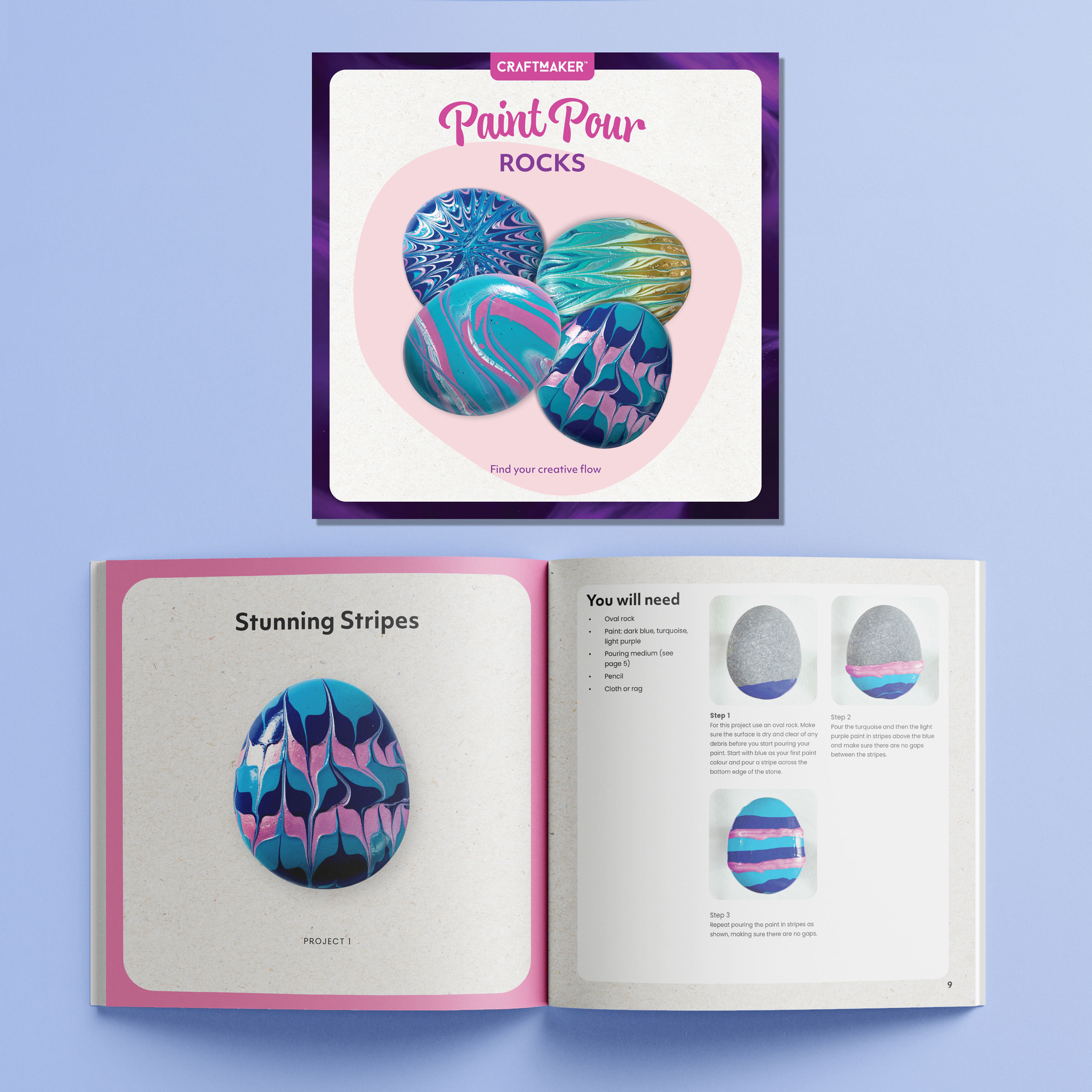 Craft Maker Paint Pour Rock Art