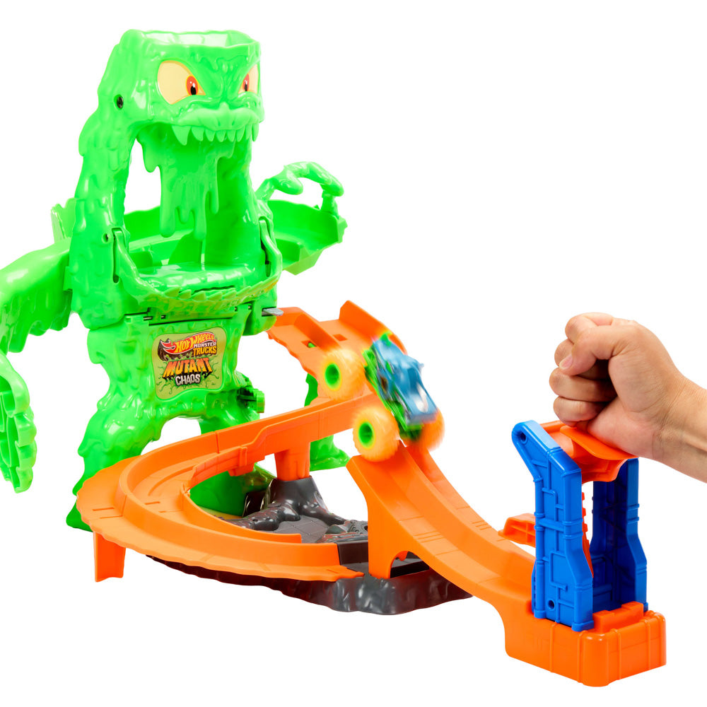 Hot Wheels Monster Trucks Mutant Chaos Monster Takedown playset.