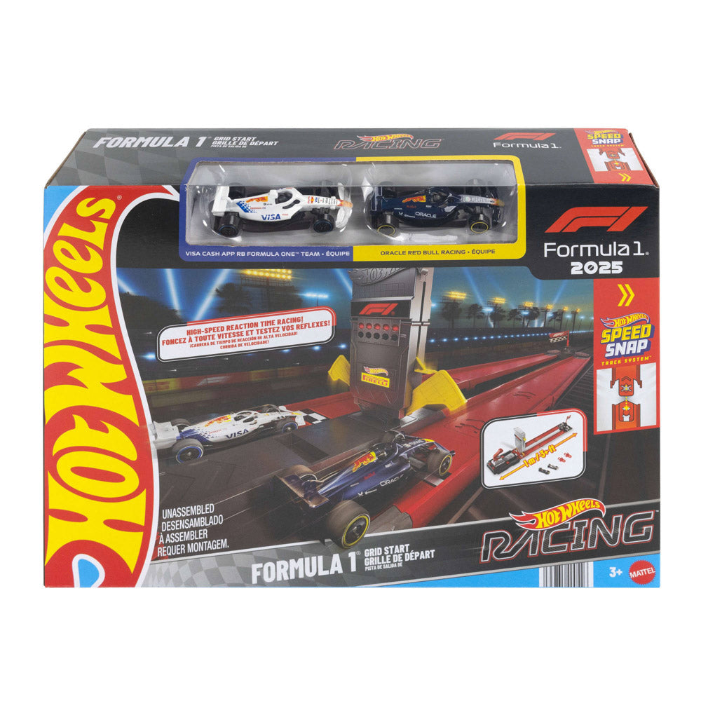 Hot Wheels Racing Formula 1 Grid Start Track Set with cars.