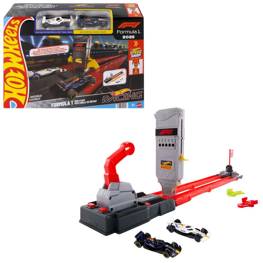 Hot Wheels Racing Formula 1 Grid Start Track Set with cars.