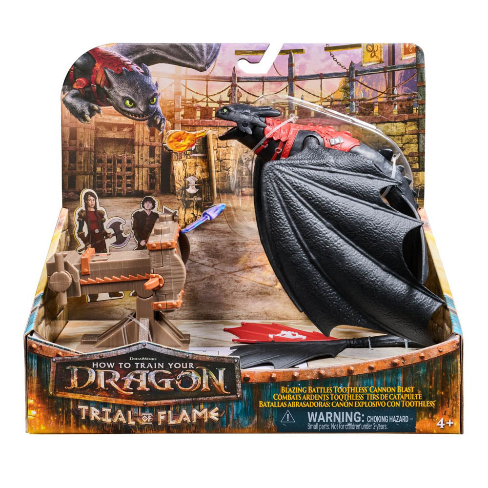 How To Train Your Dragon Dragons Blazing Battles Cannon Blast Playset - Toothless, in packaging