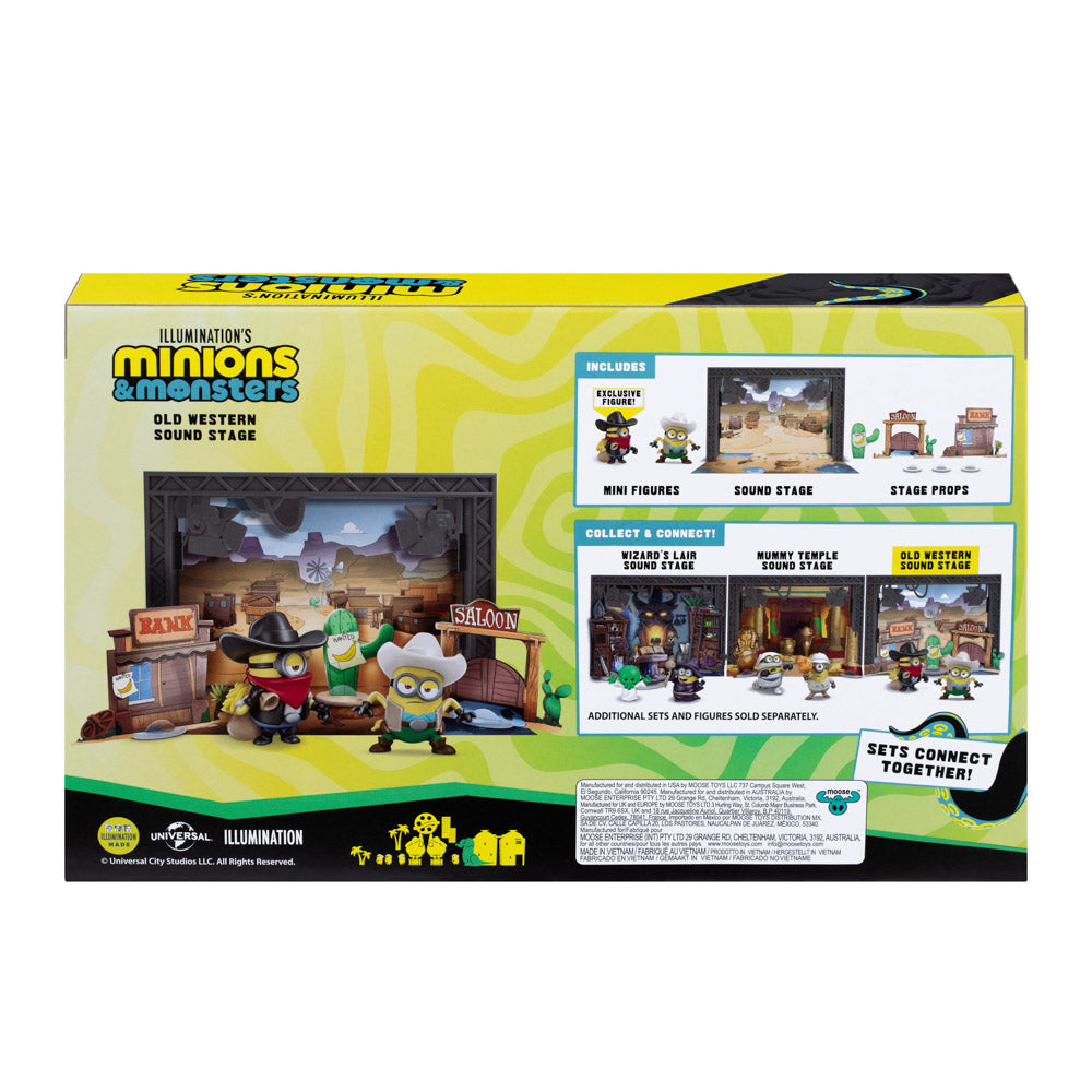 Back packaging of the Illumination's Minions & Monsters Old Western Sound Stage Playset