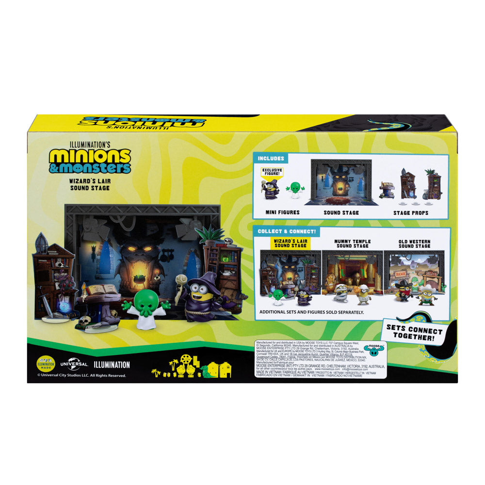 Back packaging of the Illumination's Minions & Monsters Wizard's Lair Sound Stage Playset