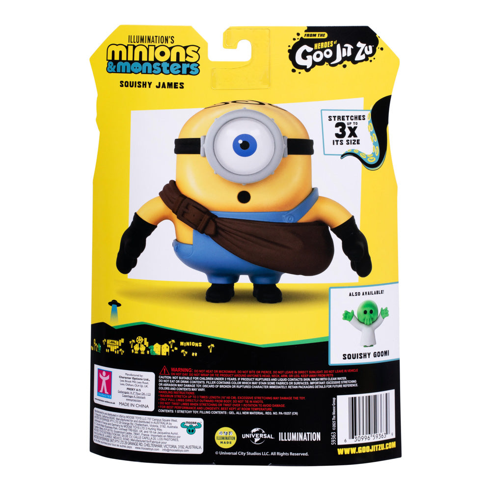 Back packaging for the Illumination's Minions & Monsters x Goo Jit Zu - Squishy James