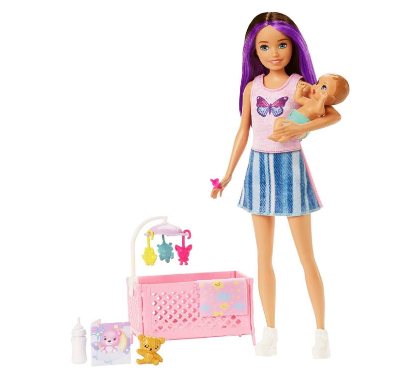 Barbie Skipper Babysitters Inc. Doll & Accessory - Brunette/Purple Hair & Crib