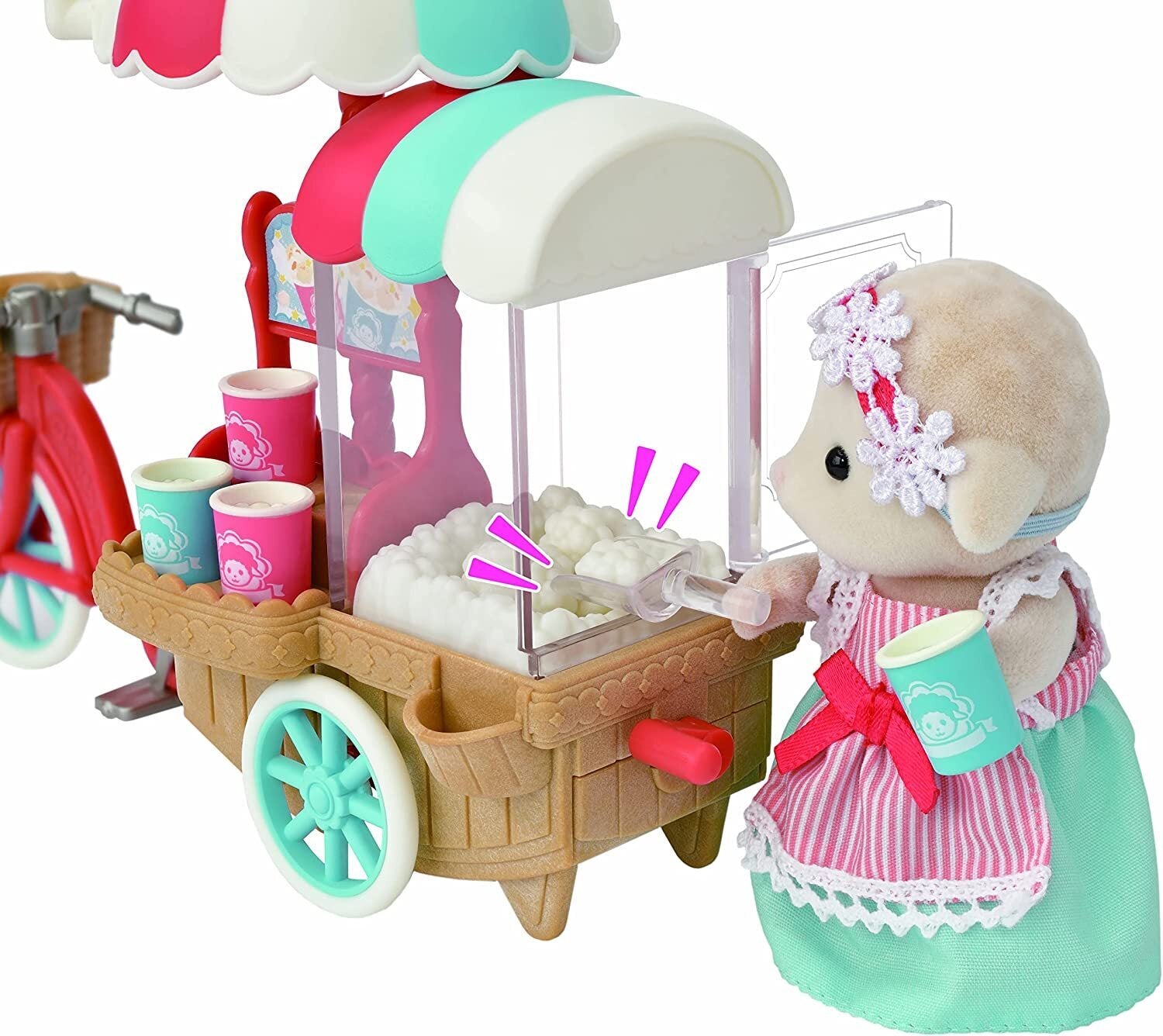 Epoch Sylvanian Families – Tricycle Pop-corn – Famille Mouton Barbara – Neuf Déstockage