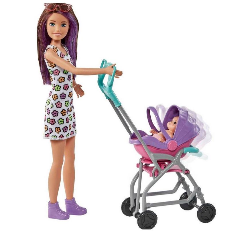 Barbie Skipper Babysitters Inc. Doll & Accessory - Brunette/Purple Hair & Stroller