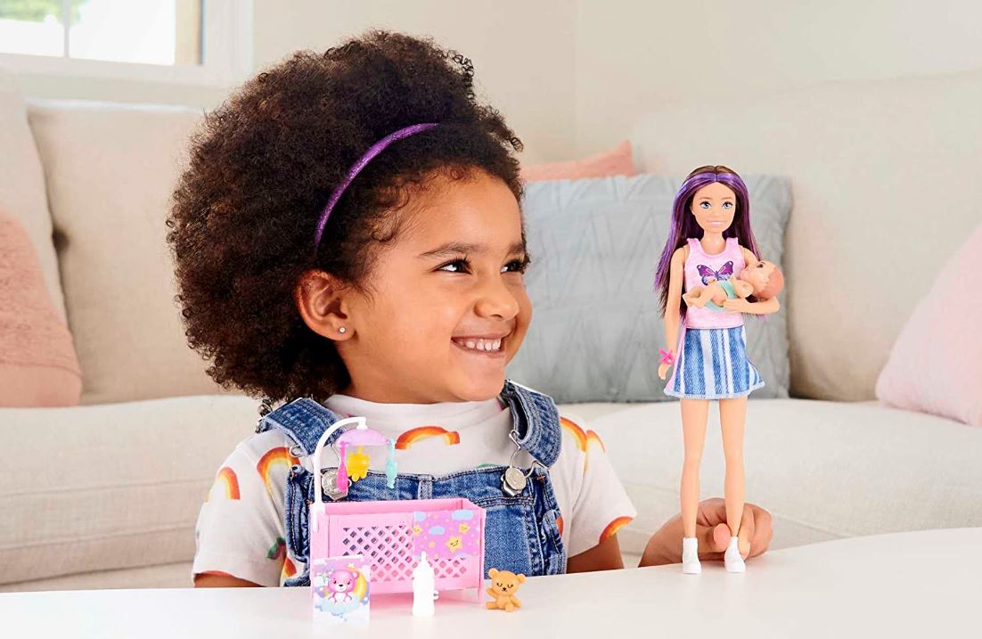 Barbie Skipper Babysitters Inc. Doll & Accessory - Brunette/Purple Hair & Crib