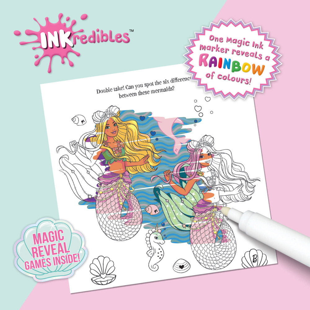 Inkredibles Magic Ink Barbie Fantasy coloring activity.