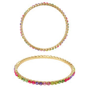 Pink Poppy Rainbow Sparkling Gemstone Gold Metal Bangle
